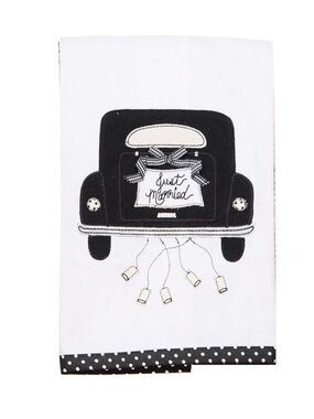 Glory Haus Just Married Black Car Tea Towel